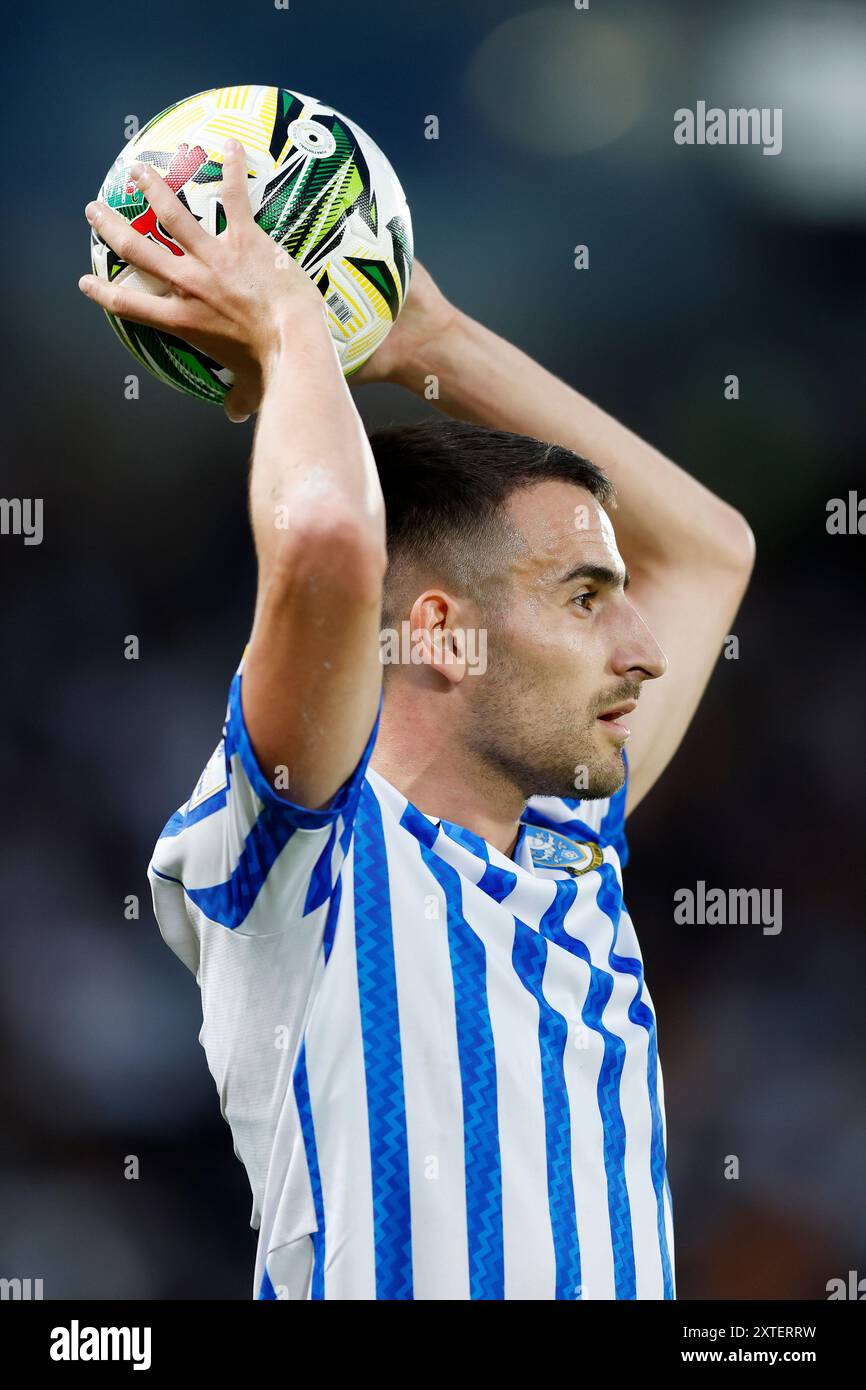 Pol Valentin am Mittwoch in Sheffield während des Spiels der ersten Runde des Carabao Cup im MKM Stadium, Hull. Bilddatum: Mittwoch, 14. August 2024. Stockfoto