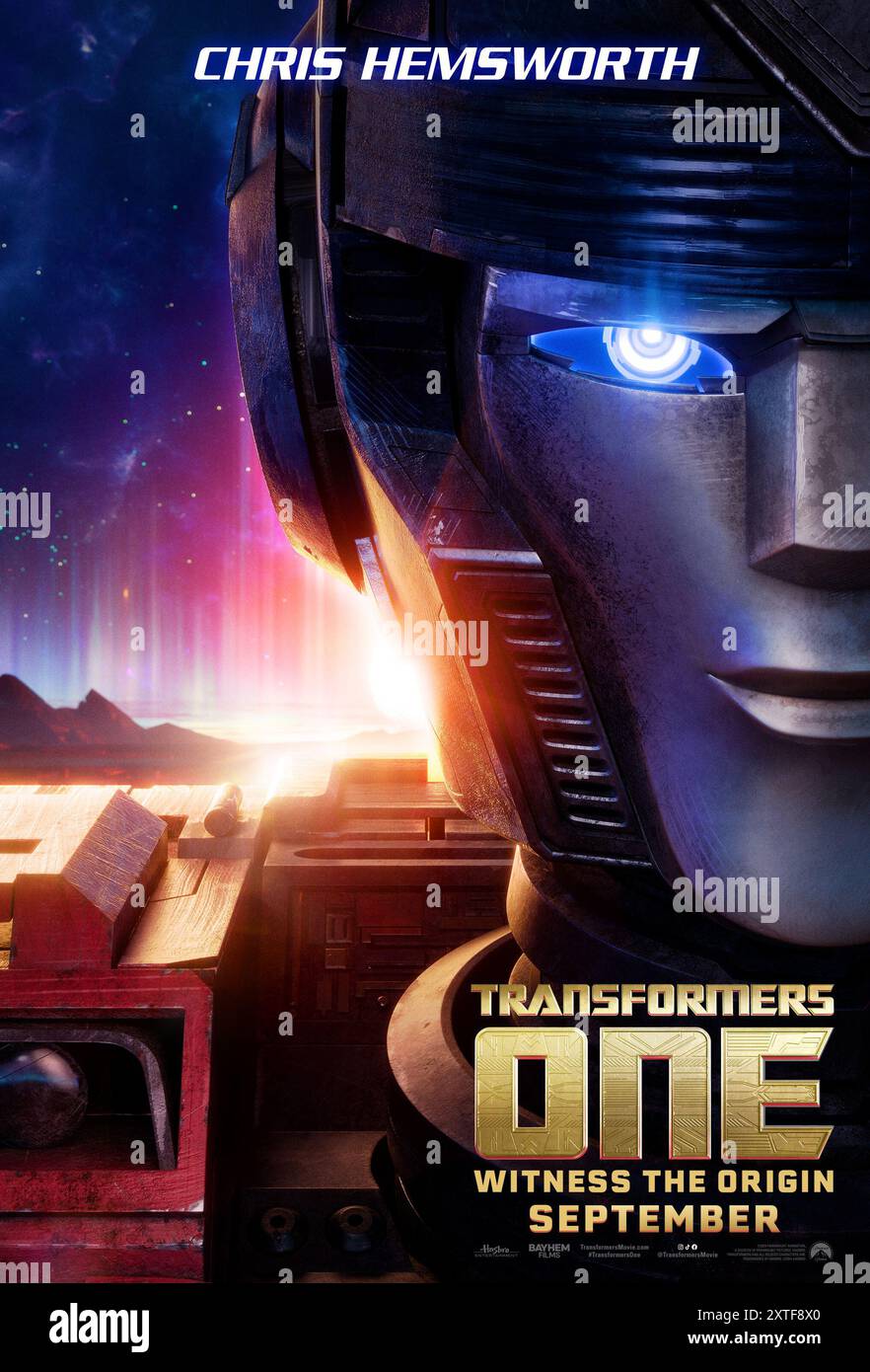 ERSCHEINUNGSDATUM: 20. September 2024. TITEL: Transformers 1. STUDIO: Paramount Animation. DIREKTOR: Josh Cooley. HANDLUNG: Die unerzählte Geschichte von Optimus Prime und Megatron, besser bekannt als vereidigte Feinde, aber einst waren Freunde verbunden wie Brüder, die das Schicksal von Cybertron für immer veränderten. DIE HAUPTROLLE: CHRIS HEMSWORTH stimmt Orion Pax). (Credit Image: © Paramount Animation/Entertainment Pictures/ZUMAPRESS.com) NUR REDAKTIONELLE VERWENDUNG! Nicht für kommerzielle ZWECKE! Stockfoto