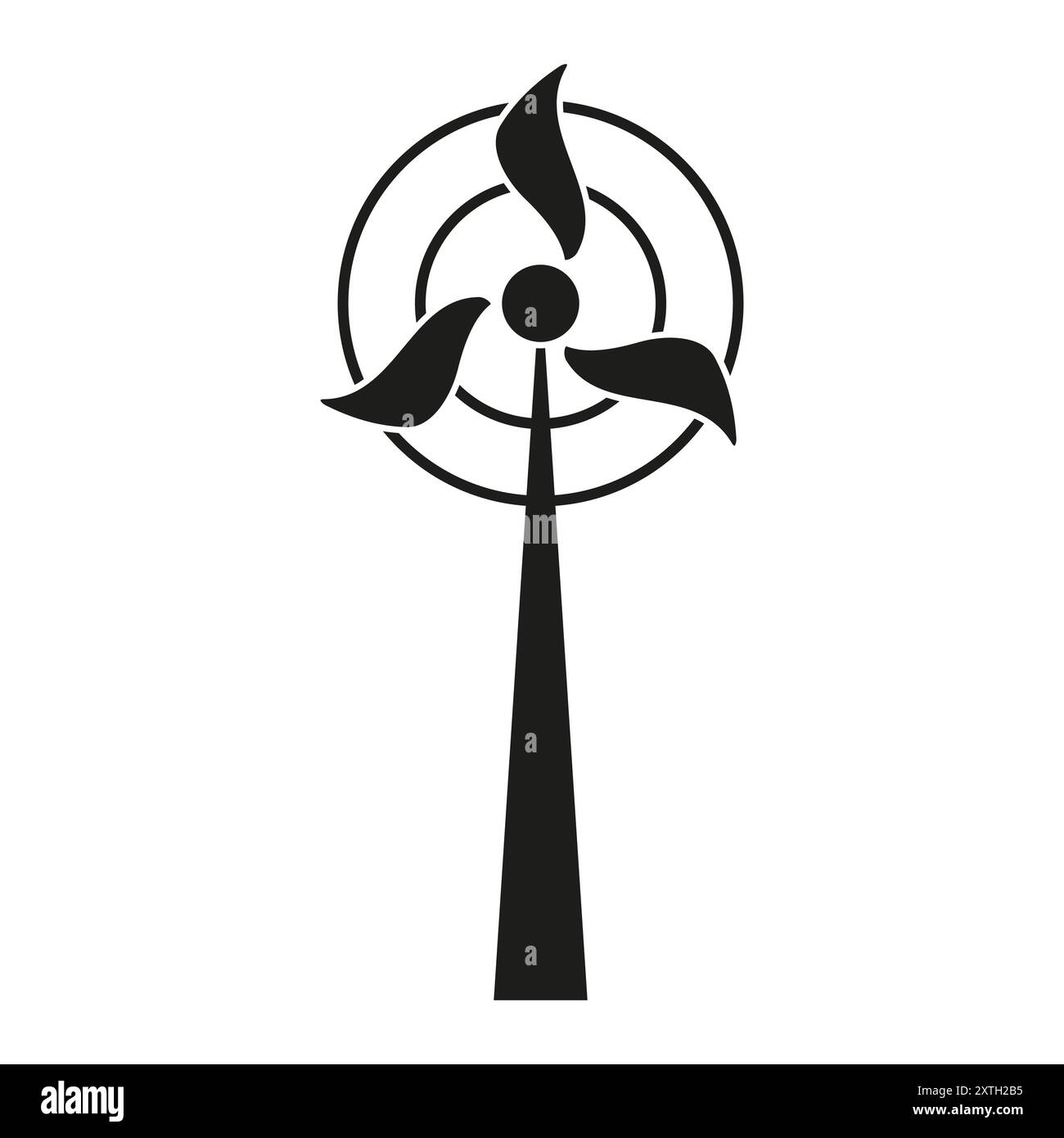 Symbol für Windenergieanlage. Schwarzer Konturvektor. Symbol für erneuerbare Energien. Einfaches Design. Stock Vektor