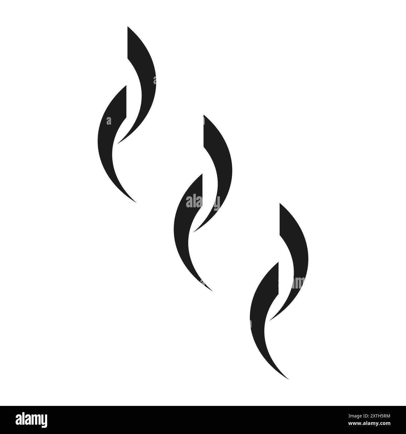 Abstrakte Flammenformen. Schwarze gekrümmte Elemente. Minimalistisches Designmuster. Vektorabbildung. Stock Vektor