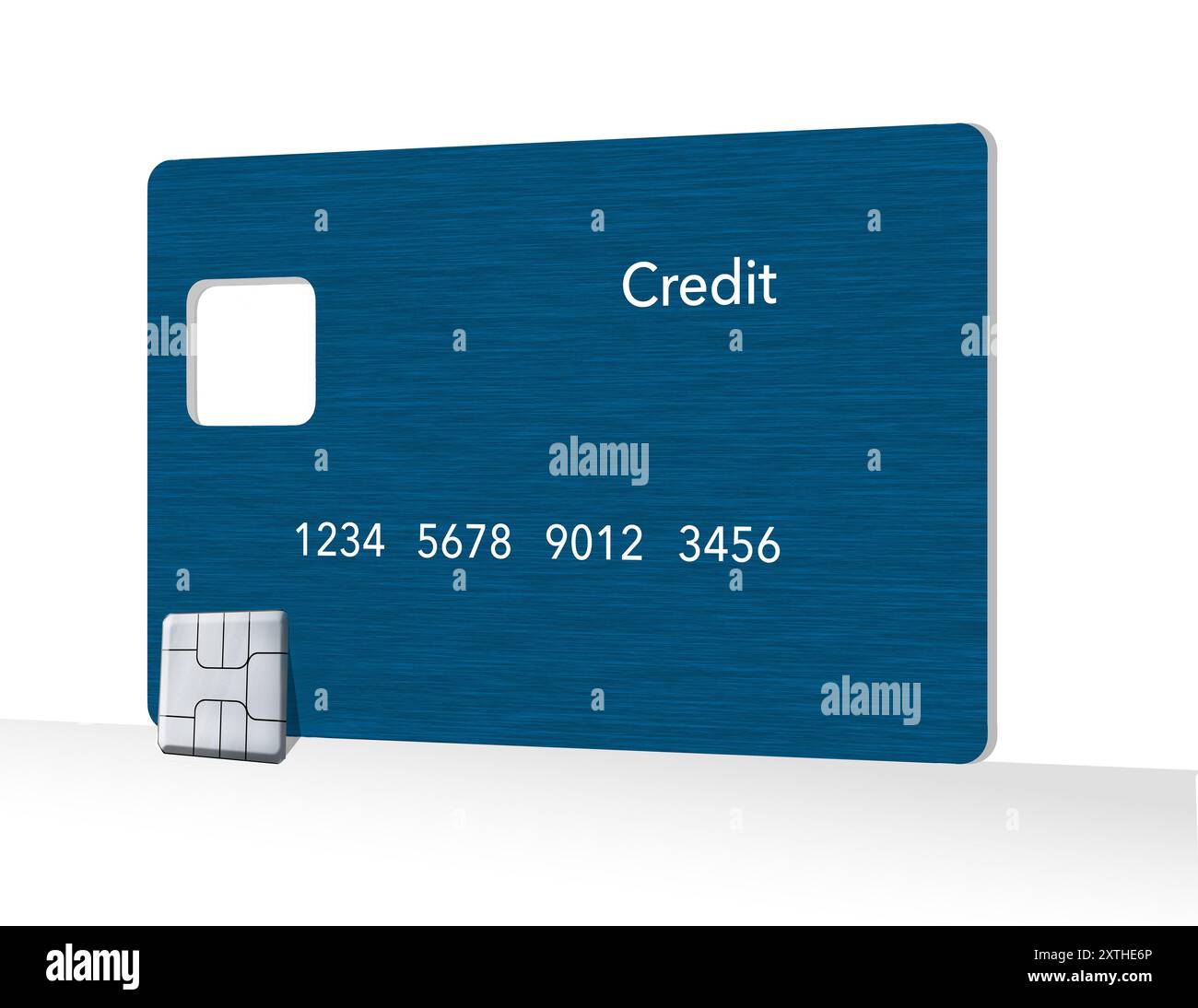 EMV-Sicherheitschips schützen Ihre Transaktionen und. Ihr Geld. Ohne den Chip wie auf dieser Karte in der 3D-Abbildung sind Sie ungeschützt. Stockfoto