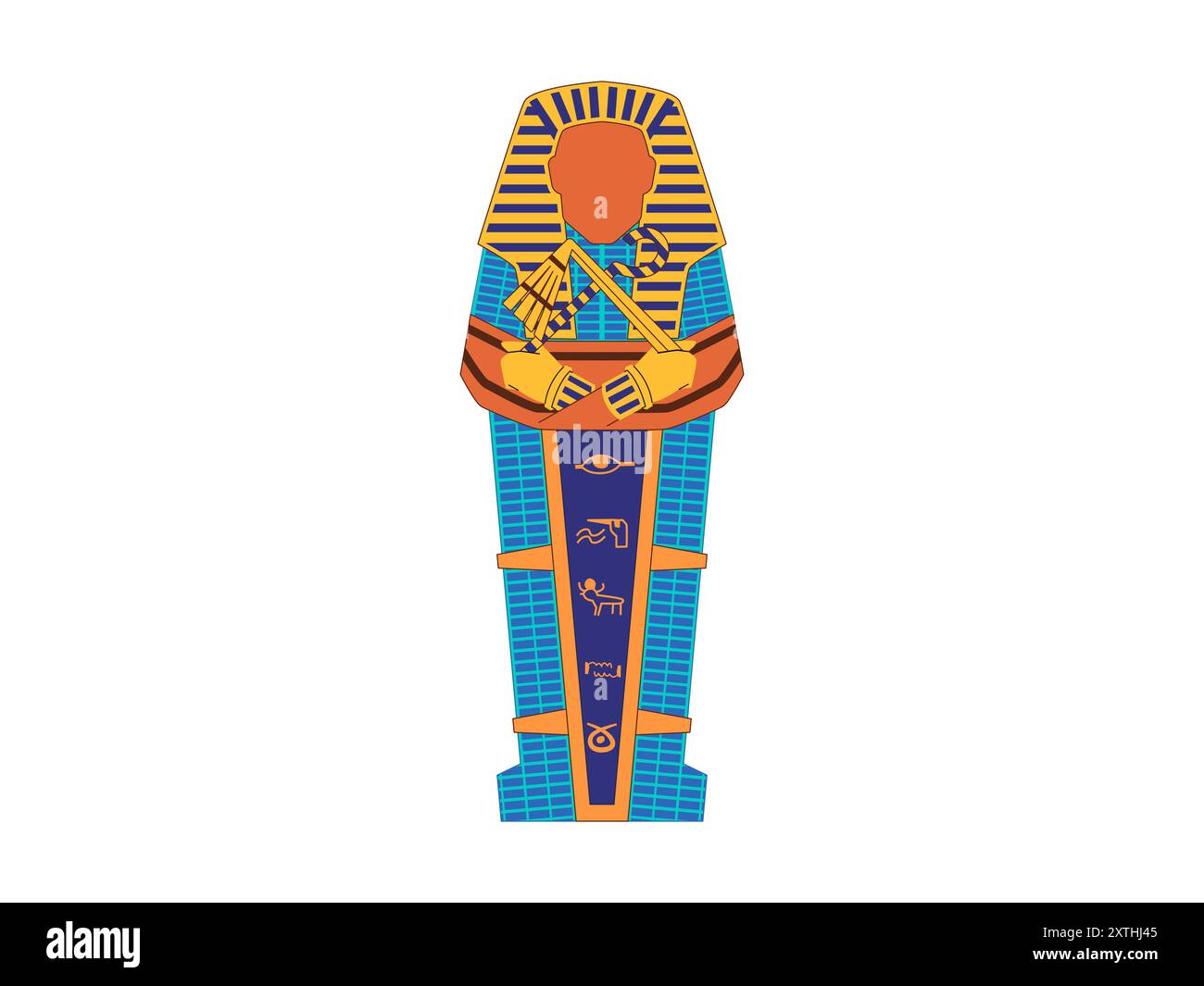 Pharao Sarkophag Mumifizierung mumifizierter Tod Körper König tut Tutanchamun Begräbnis alte Ägypten Geschichte Design Illustration Stock Vektor