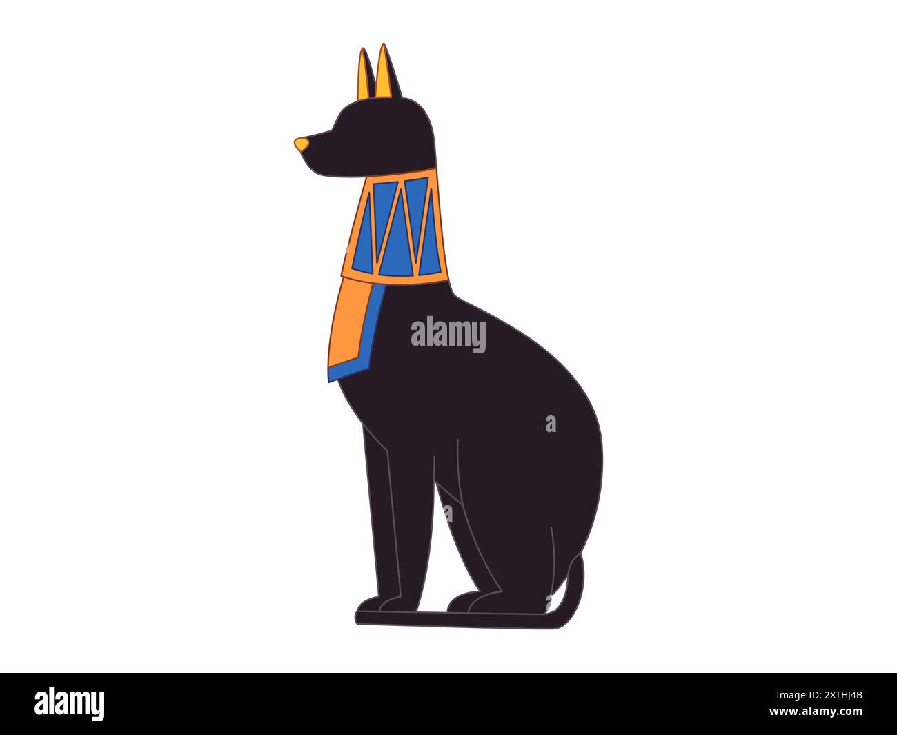 Bastet ägyptische Göttin Gottheit bringen Schutz, Vergnügen, Katzensymbol heiliges Tier altes Ägypten Anbetung Design Illustration Stock Vektor