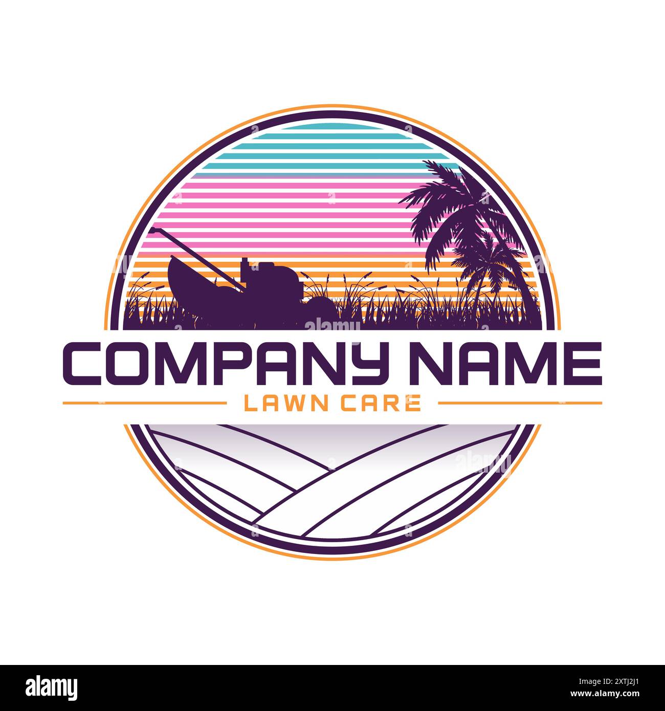 Rasenpflege-Logo-Design auf weißem Hintergrund Stock Vektor