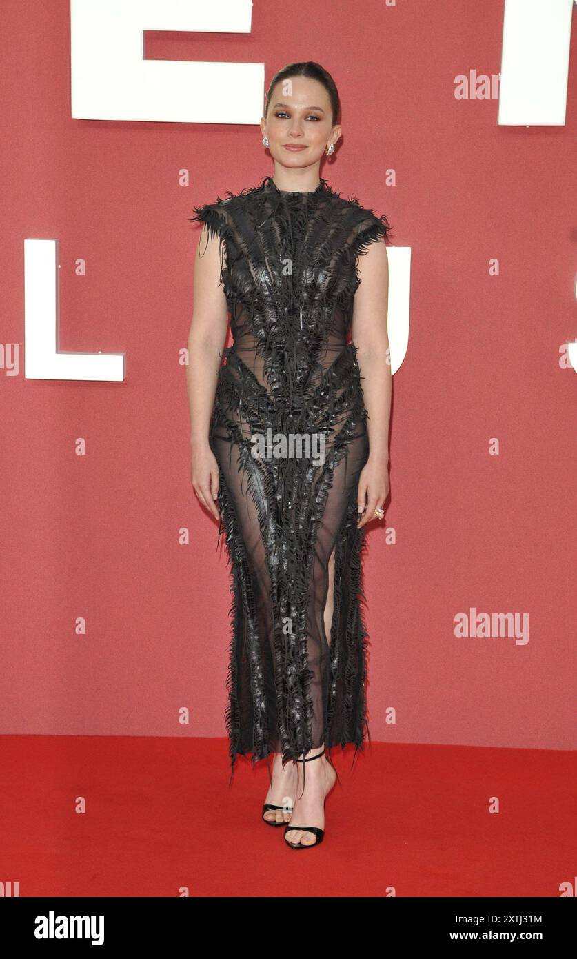 London, Großbritannien. August 2024. Cailee Spaeny bei der Galavorführung „Alien: Romulus“ UK, Cineworld Leicester Square, Leicester Square, am Mittwoch, den 14. August 2024 in London, England, Großbritannien. CAP/CAN © CAN/Capital Pictures Credit: Capital Pictures/Alamy Live News Stockfoto