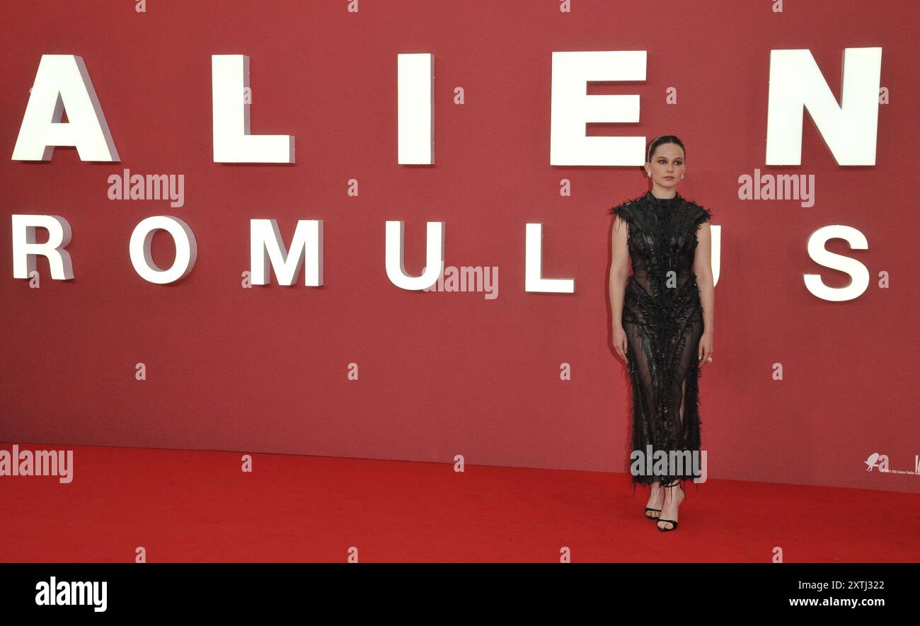 London, Großbritannien. August 2024. Cailee Spaeny bei der Galavorführung „Alien: Romulus“ UK, Cineworld Leicester Square, Leicester Square, am Mittwoch, den 14. August 2024 in London, England, Großbritannien. CAP/CAN © CAN/Capital Pictures Credit: Capital Pictures/Alamy Live News Stockfoto
