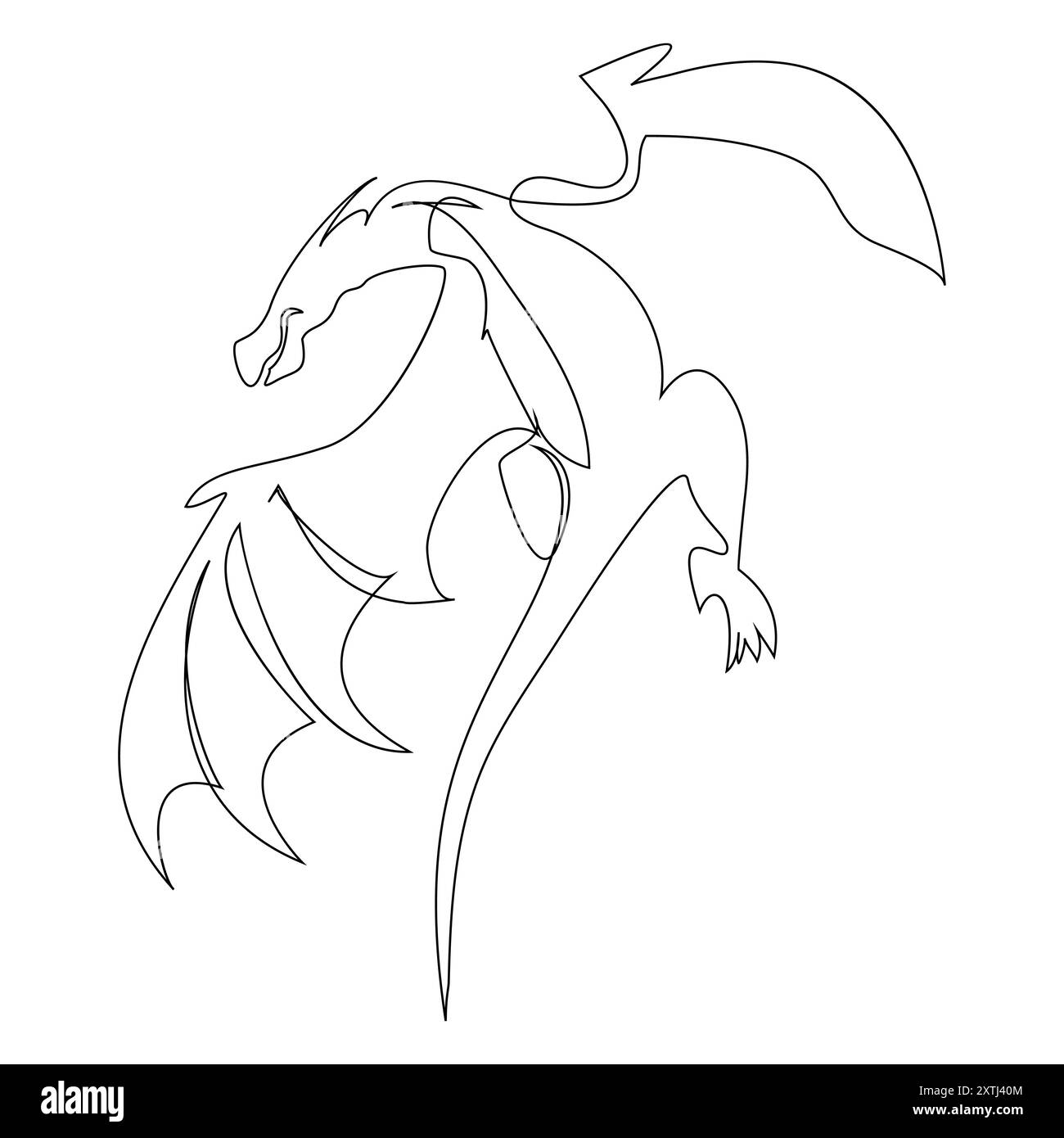 Durchgehende einzeilige Zeichnung Drache Stock Vektor