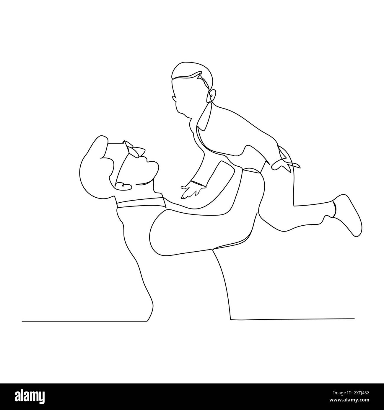 Vatertag Strichgrafik. Einzeilige, durchgehende einzeilige Zeichnung. Vater hält sein Kind. Vektor für fortlaufende Liniengrafiken. Happy Vathers Day Konzept Stock Vektor