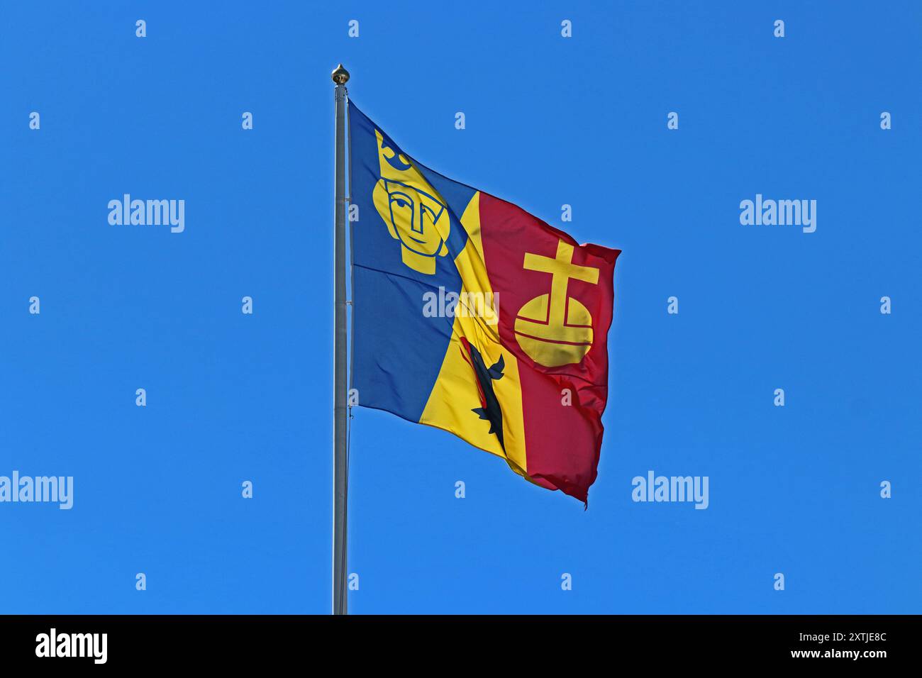 Flagge der Grafschaft Stockholm, Schweden Stockfoto