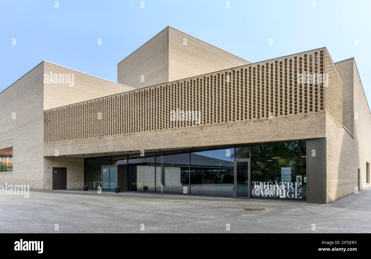 Théâtre de Carouge mit Sitz in der Region Carouge in Genf. Das Gebäude aus dem Jahr 2022 bringt kreatives Theater nach Genf, Schweiz. Architekten PONT12. Stockfoto