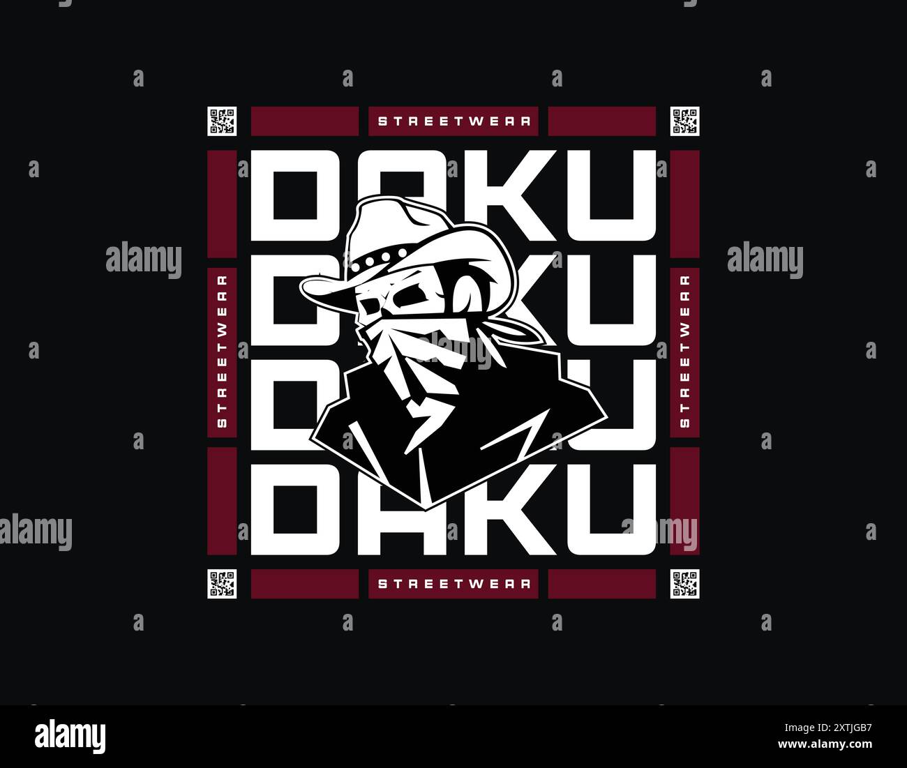 Daku Concept T-Shirt Design, Urban Streetwear Vorlage für T-Shirt, Hoodie, Poster und mehr Stock Vektor