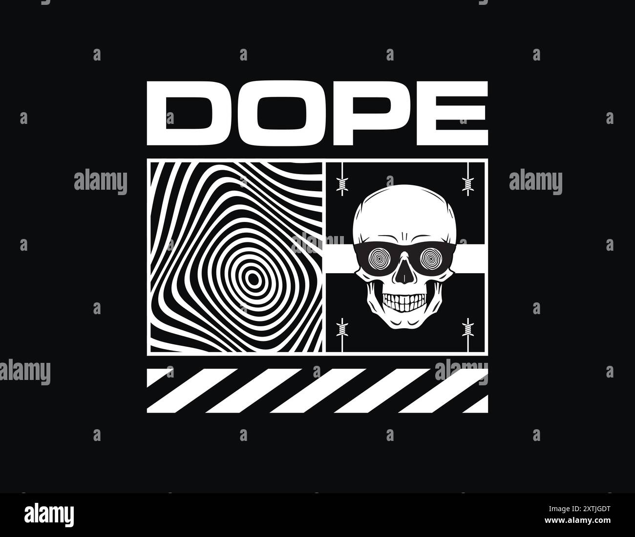 Dope Slogan T Shirt Design, Dope T Shirt Design, Cannabis T Shirt Design, Weed T Shirt Design, Urban Streetwear Illustration geeignet für Siebdruck Stock Vektor