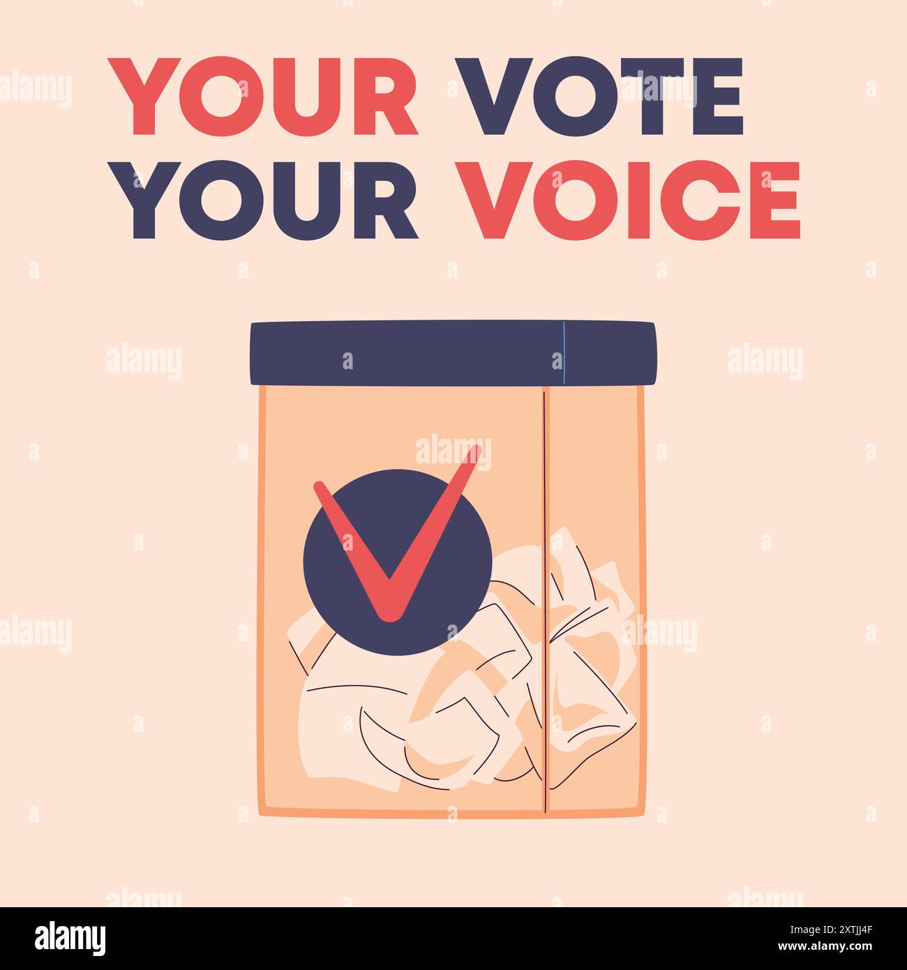 Eine einfache Illustration des Abstimmungsprozesses, eine Wahlurne mit Wahlurnen. Perfekt für soziale Medien Stock Vektor