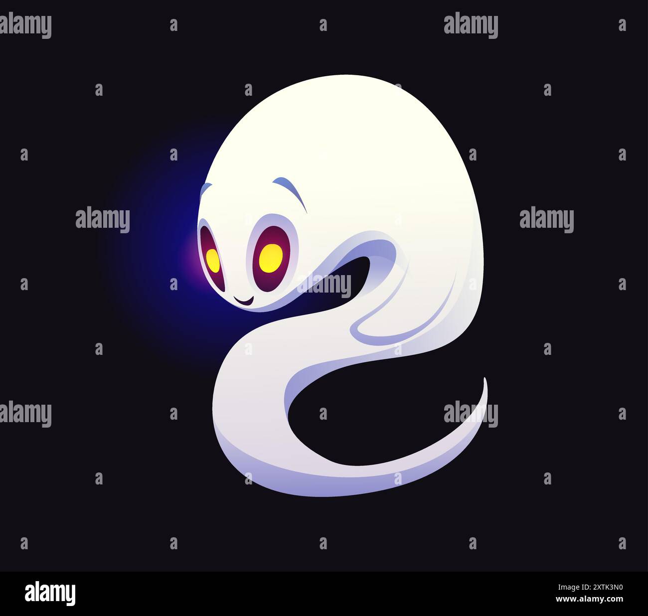 Nummer zwei: Halloween-Geisterschrift, gruselige Schrift, Horror-böse Schrift, gruseliges Monster-Alphabet-Zeichen in Form eines lustigen Zeichentrickgespensters. Isoliertes Vektor-Zahlensymbol, Phantomziffer für die Kinderausbildung Stock Vektor