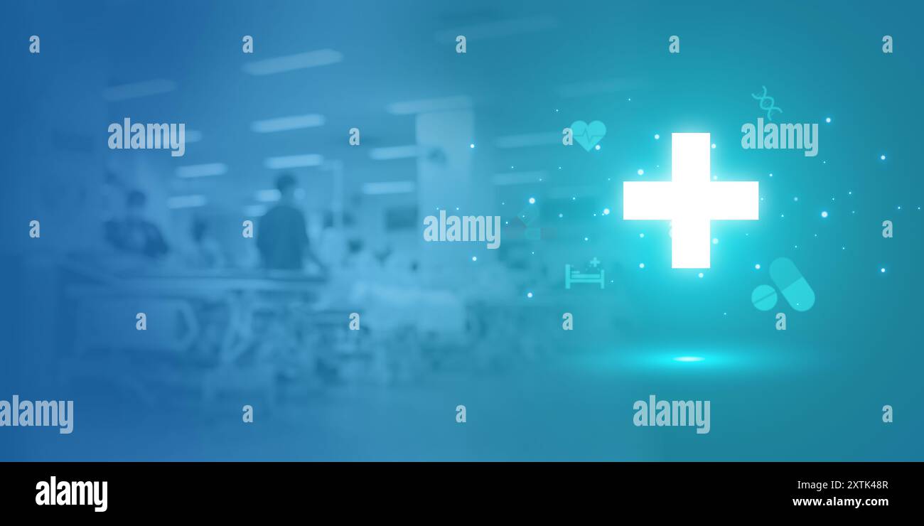 Abstrakte digitale Illustration futuristische Gesundheitstechnologie, futuristische Gesundheitstechnologie Konzept, digitale Technologie in der Medizin, Datenvisualisierung A Stockfoto
