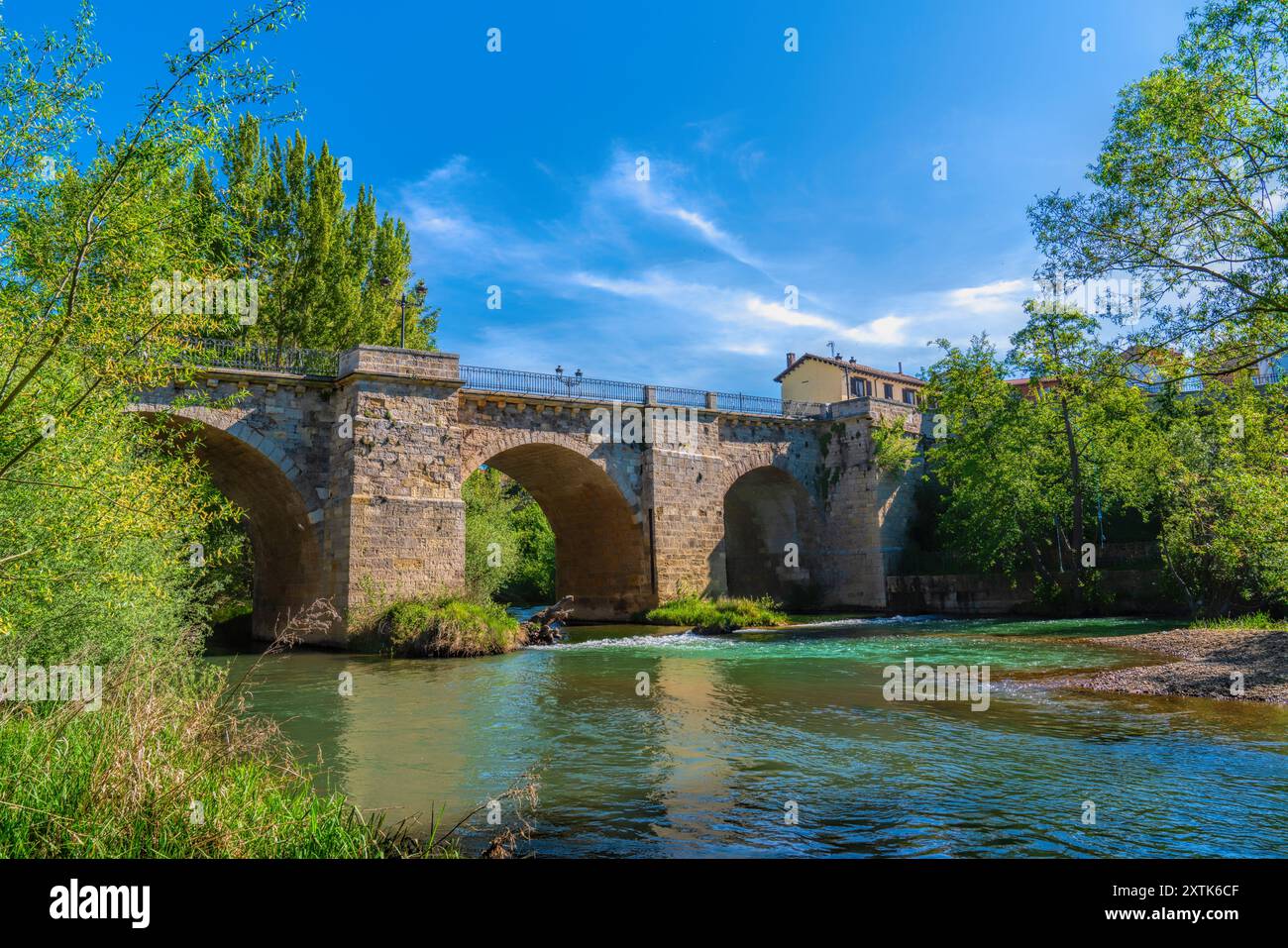 Brücke des Aason de los Condes Provinz Palencia, Spanien auf dem Jakobsweg Stockfoto