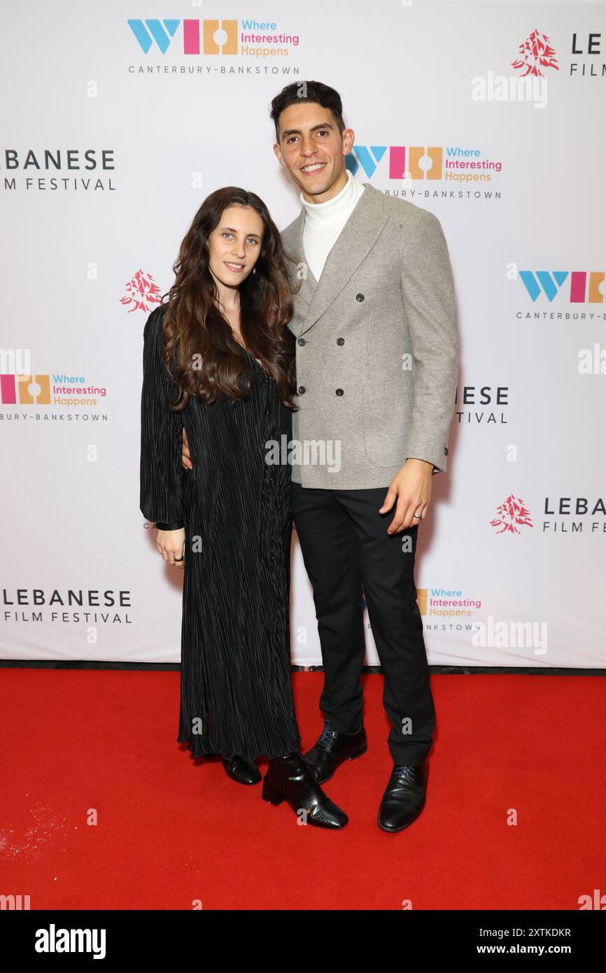 15. August 2024: ELISE MAROUN und JULIAN MAROUN nehmen am 15. August 2024 am Libanese Film Festival Australia 2024 Opening Night im Bryan Brown Theatre in Sydney, NSW Australien Teil (Foto: © Christopher Khoury/Australian Press Agency via ZUMA Press Wire). Nicht für kommerzielle ZWECKE! Stockfoto