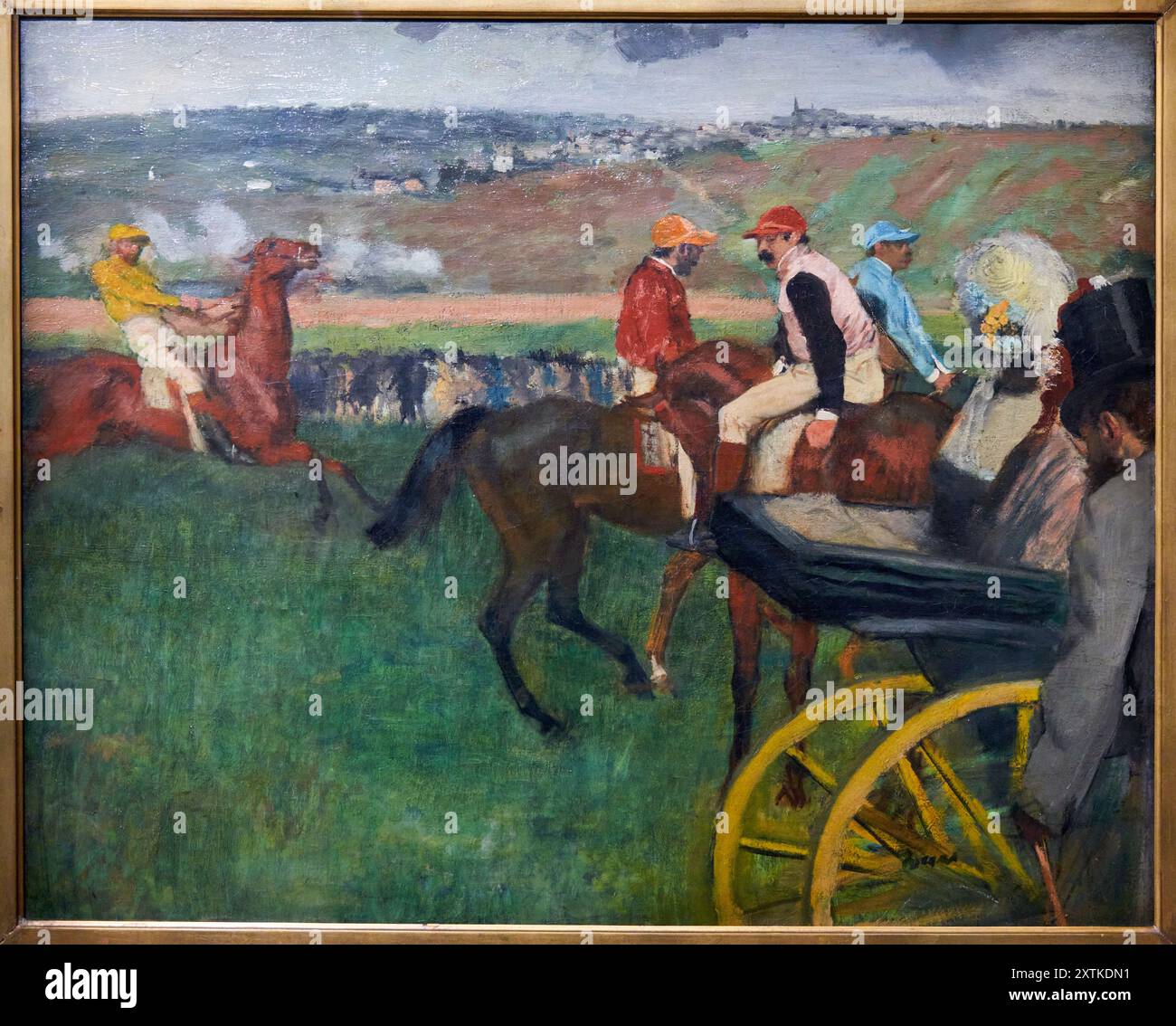 Edgar Degas (Paris 1834 - Paris 1917), Le Champ de Courses. Jockeys Amateurs près d'une voiture, Entre 1876 et 1887, Musée d'Orsay, Paris, Frankreich Stockfoto