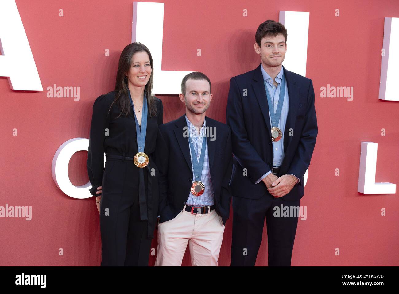 London, Großbritannien, 14. August 2024. (L-R) Emily Craig, Henry Fieldman und Freddie Davidson nehmen am 14. August 2024 an der Alien Romulus UK Gala Event in Cineworld, Leicester Square, in London, England, Vereinigtes Königreich Teil. Quelle: S.A.M./Alamy Live News Stockfoto