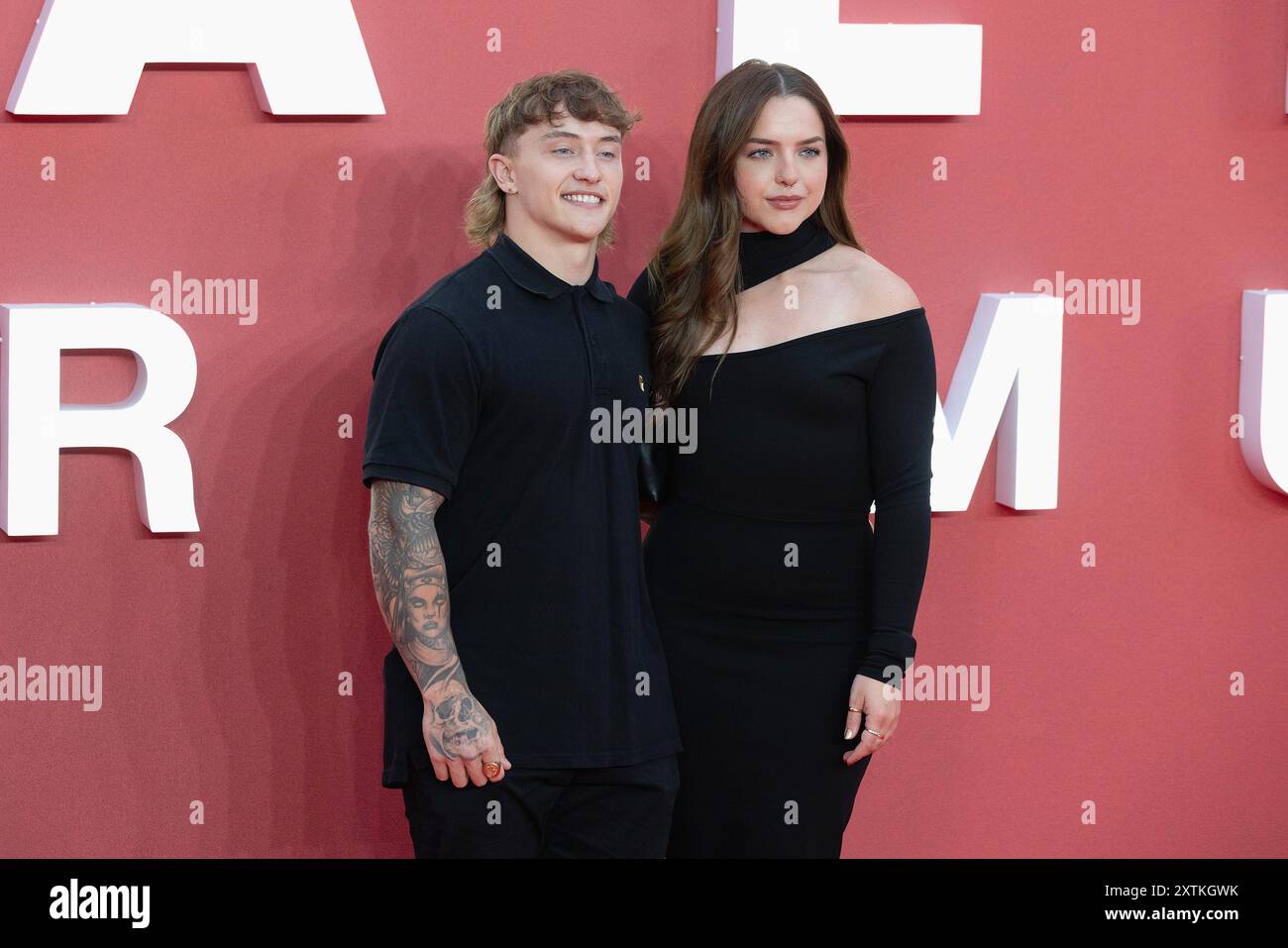 London, Großbritannien, 14. August 2024. Kieran Reilly und Gast nahmen am 14. August 2024 am Alien Romulus UK Gala Event in Cineworld, Leicester Square, in London, England, Vereinigtes Königreich Teil. Quelle: S.A.M./Alamy Live News Stockfoto