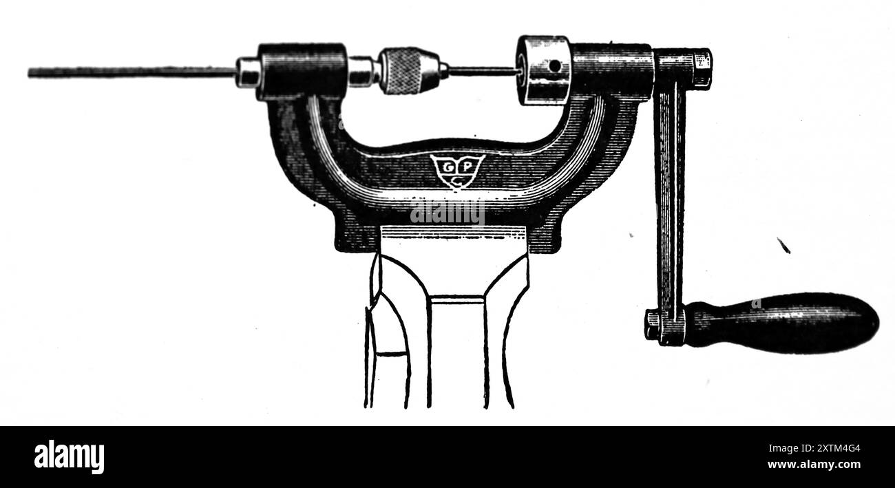 Ein Gewindewerkzeug für lange Stangen. Diese Fotografie stammt von einer großen Auswahl von größtenteils nicht zugeschriebenen technischen Illustrationen und Fotos, die ursprünglich 1936 veröffentlicht wurden. Größe und Qualität der Originale sind sehr unterschiedlich. Stockfoto