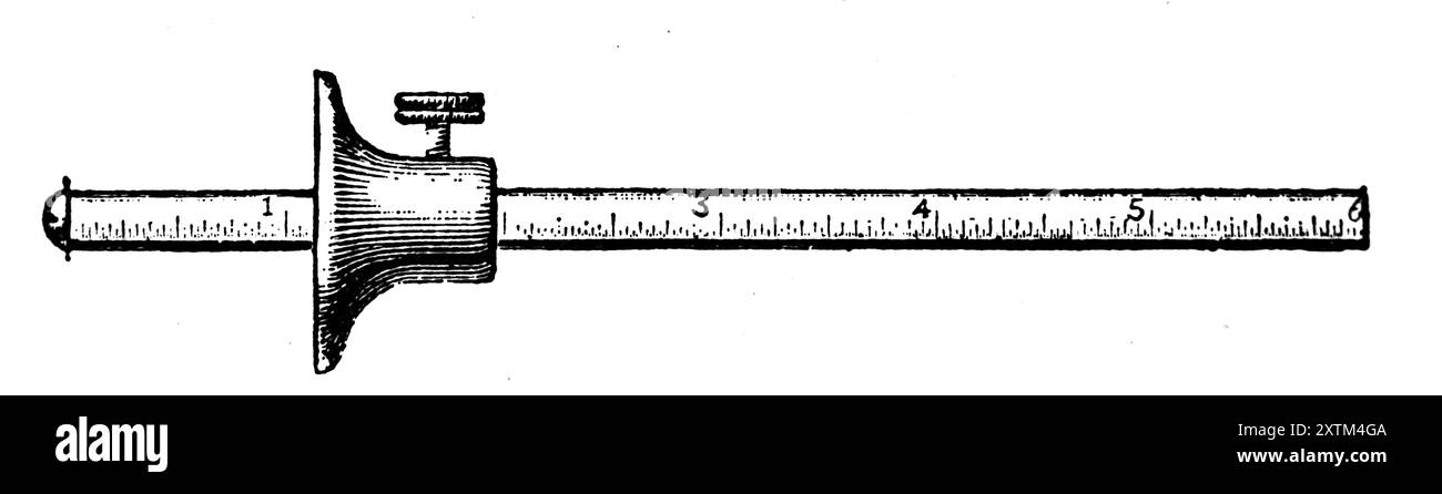 Ein Kratzmesser eines Ingenieurs. Diese Fotografie stammt von einer großen Auswahl von größtenteils nicht zugeschriebenen technischen Illustrationen und Fotos, die ursprünglich 1936 veröffentlicht wurden. Größe und Qualität der Originale sind sehr unterschiedlich. Stockfoto