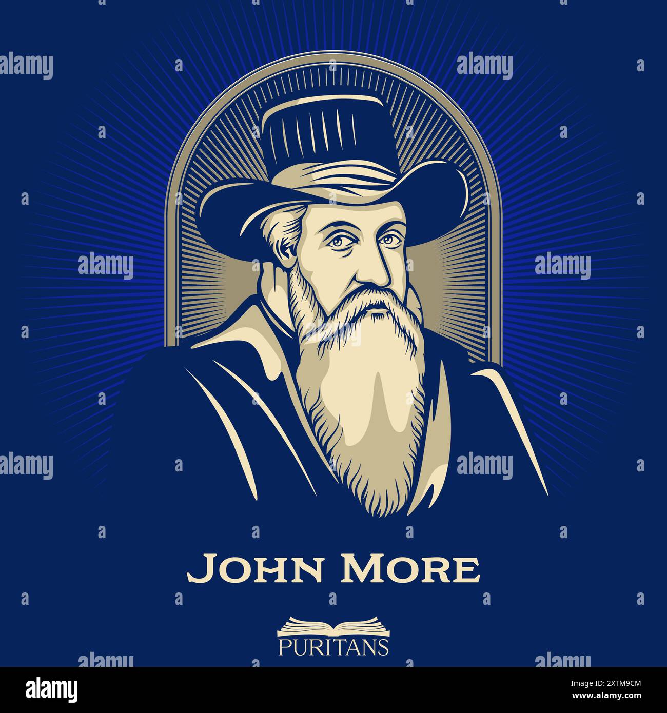 Großartige Puritaner. John More (* 1592) war ein englischer Geistlicher, bekannt als Apostel von Norwich. Stock Vektor