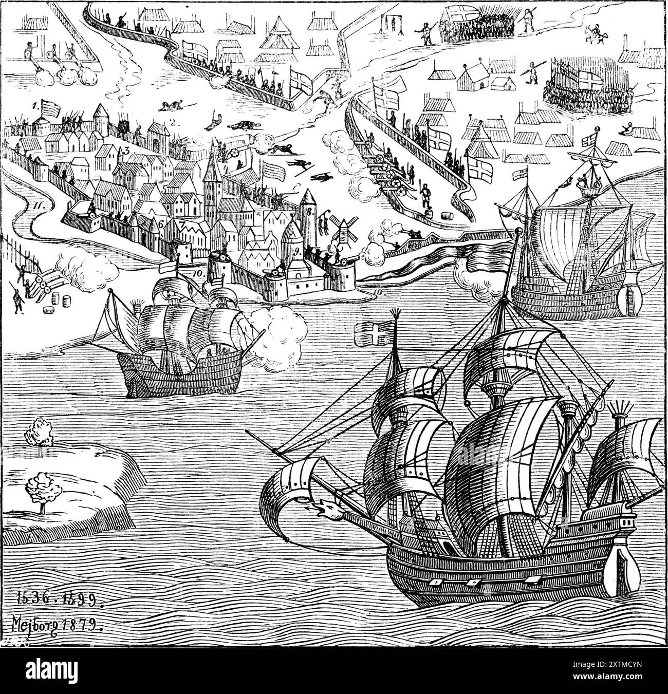 Darstellung der Belagerung von Kopenhagen 1535–1536, dänischer Erbfolgekrieg Stockfoto