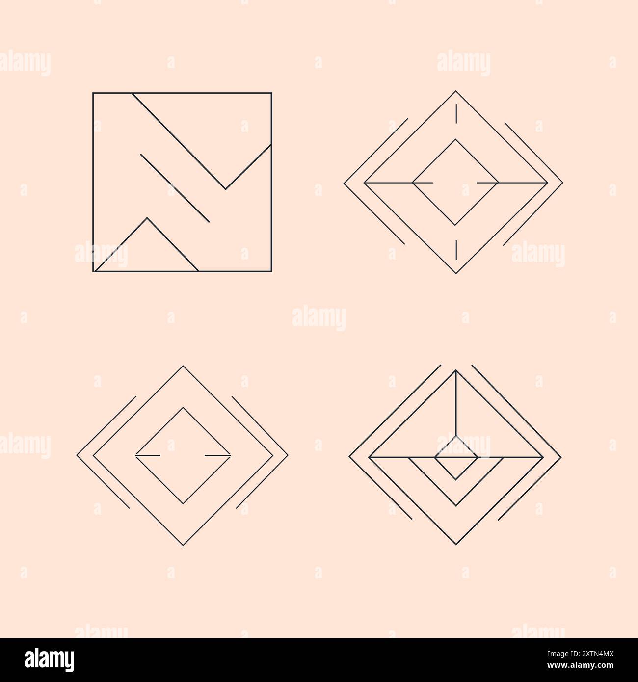 Minimalistische geometrische Business-Logos im modernen abstrakten Stil Stock Vektor