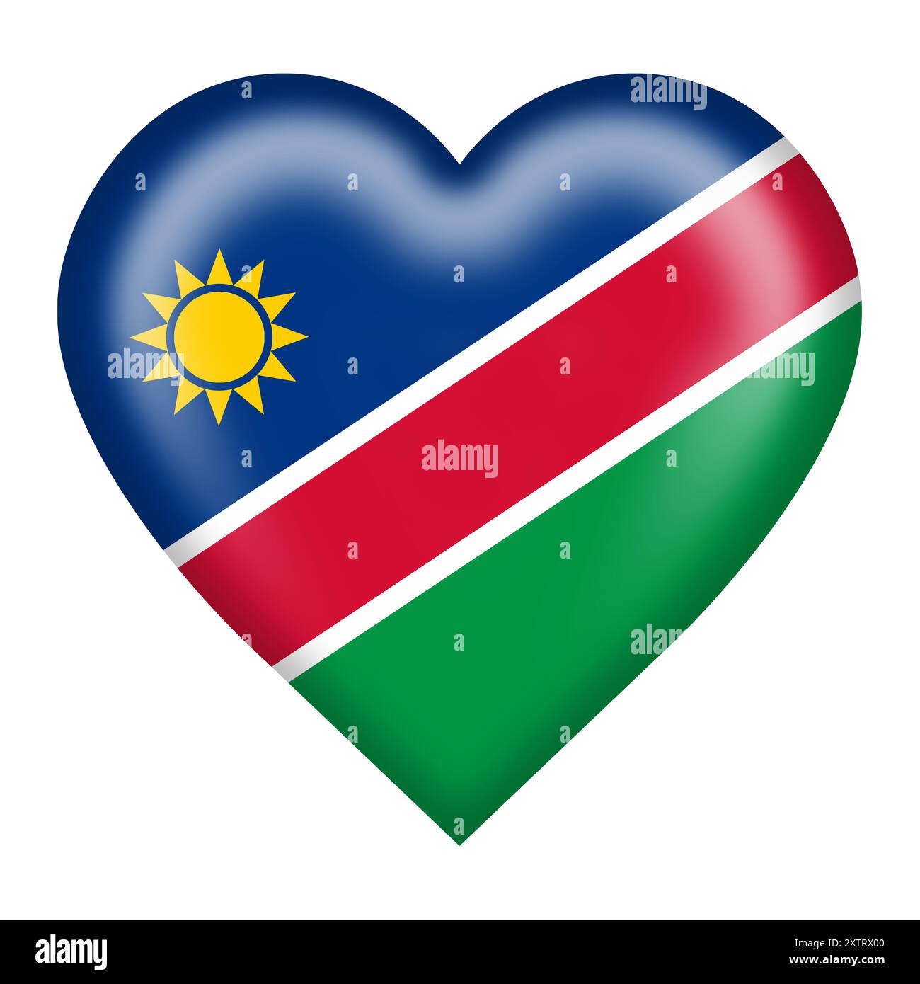 Namibia Flaggenherzknopf mit Beschneidungspfad Stockfoto