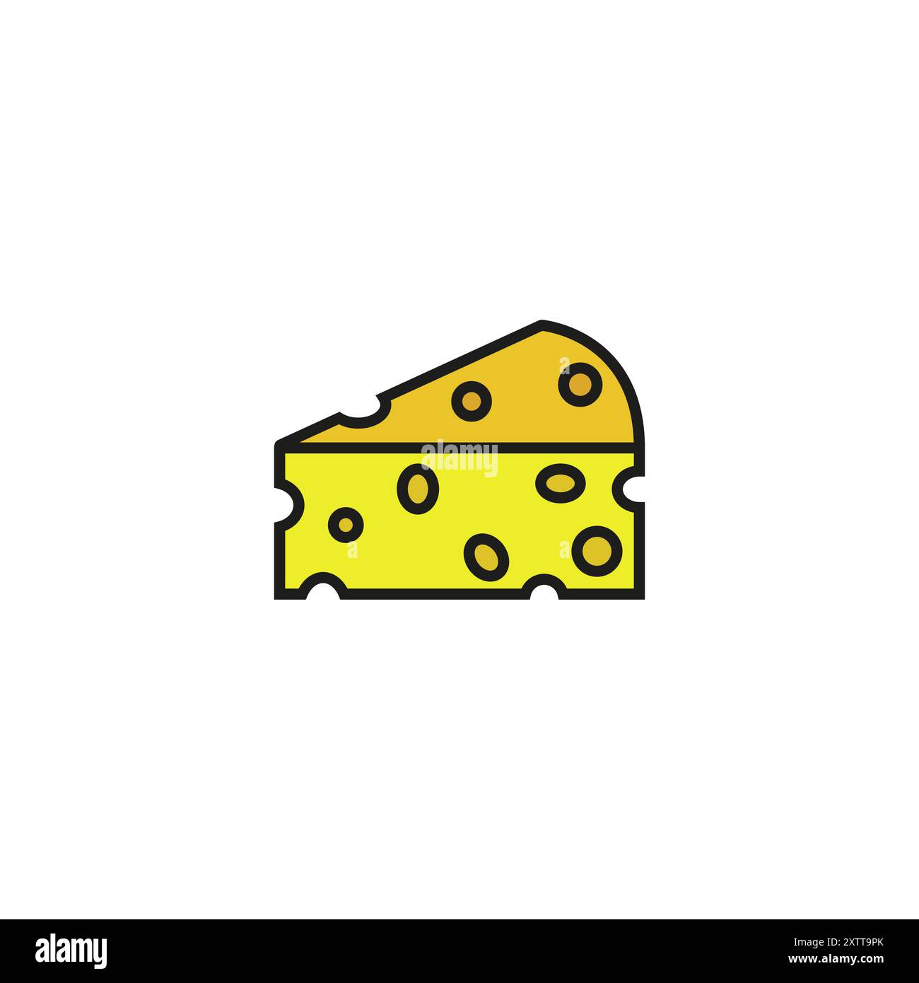 Käsevektorsymbol auf weißem Hintergrund isoliert. Flaches gelbes Milchessensymbol für Website-Design, mobile App. Logo Dreieck Block Käse Illustration Stock Vektor