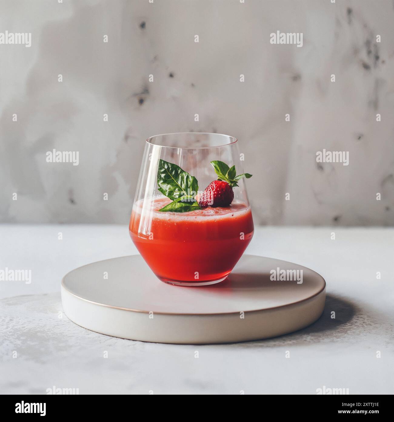 Erdbeere Smoothie Glas, Saft, Wassermelone, Lebensmittelfotografie, Milchshake, Rezept mit frischem rotem Saft Stockfoto
