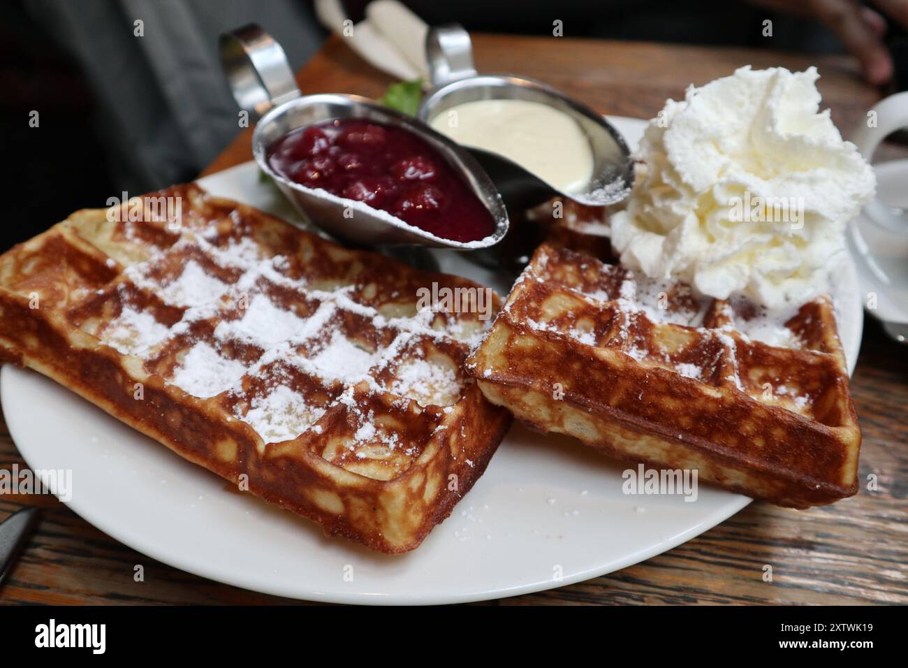 Waffeln nach Brüsseler Art in Frankfurt, Deutschland Stockfoto