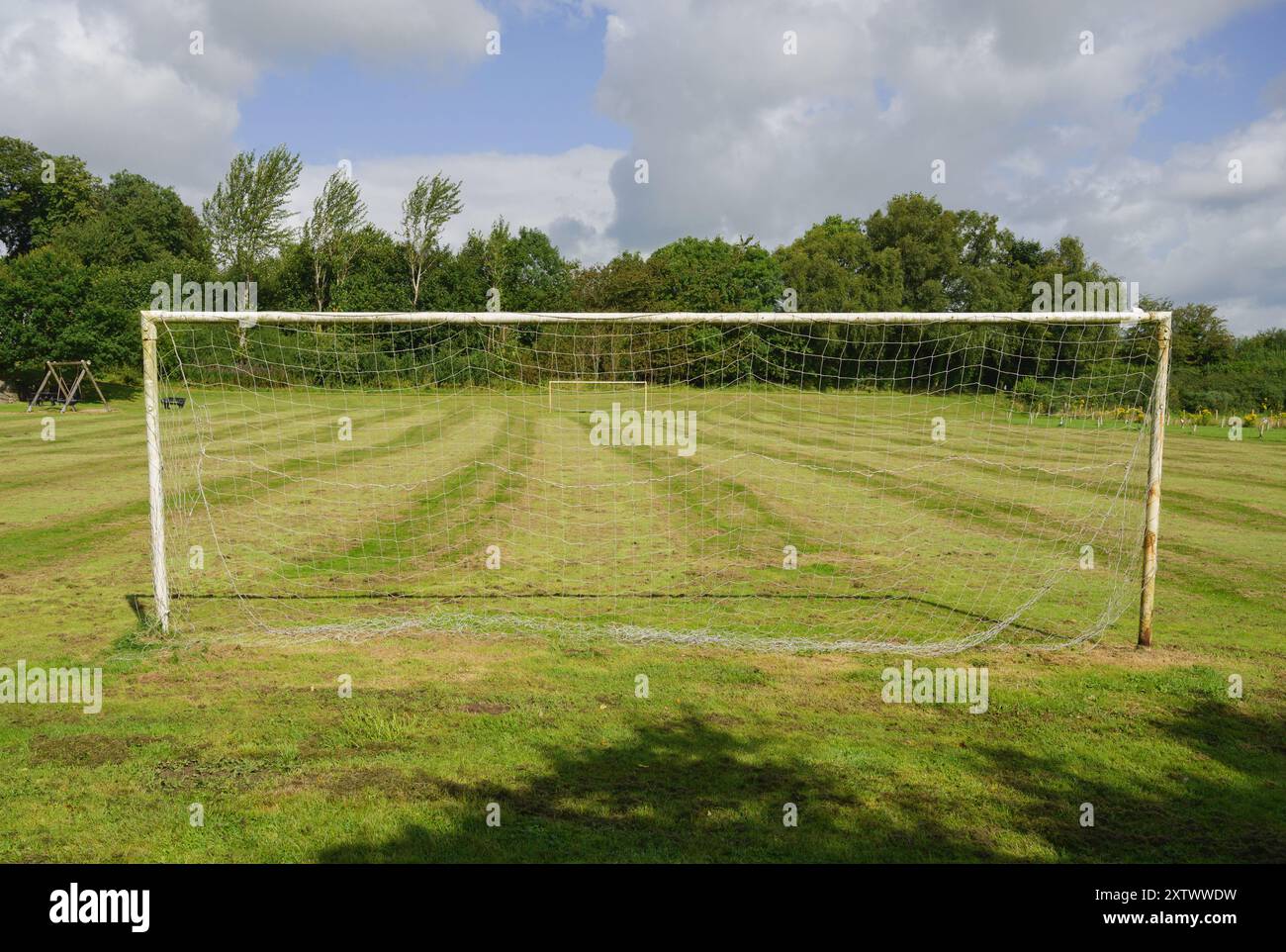 Fußballplatz im ländlichen schottischen Dorf Dumfries und Galloway Scotland Stockfoto
