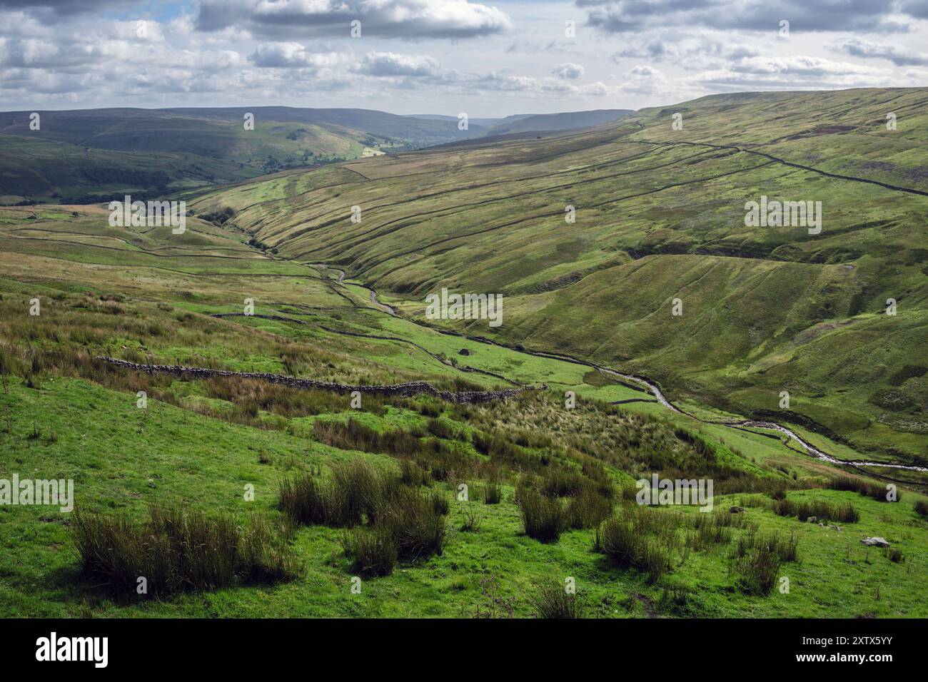 Blick auf den Buttertubs Pass nach Swaledale, Yorkshire Dales National Park, North Yorkshire Stockfoto