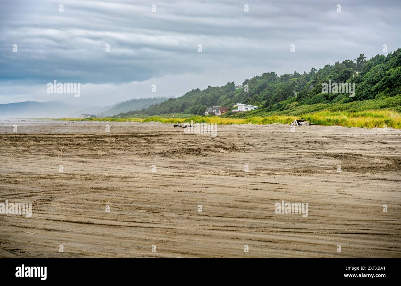 Blick auf Strandhäuser in der Nähe von Moclips, Washington./ Stockfoto