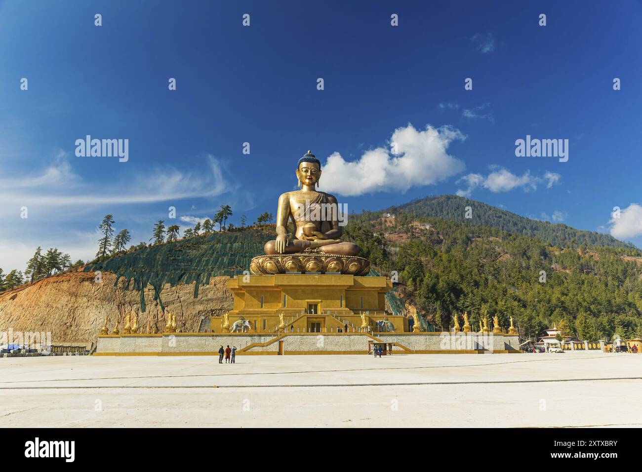 169 Meter hohe Buddha-Statue aus Bronze, die tagsüber hell leuchtet Stockfoto