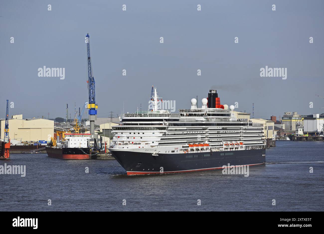 Europa, Deutschland, Hansestadt Hamburg, Elbe, Hafen, Passagierschiff Queen Victoria verlässt Hamburg, Europa Stockfoto