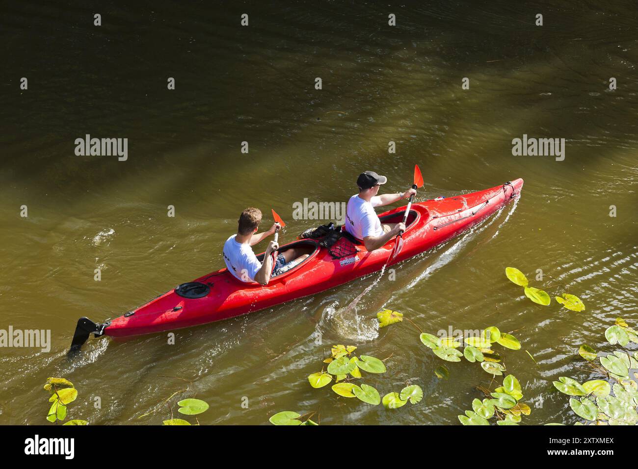 Leipzig, Wasserwandern auf dem Karl-Heine-Kanal Stockfoto