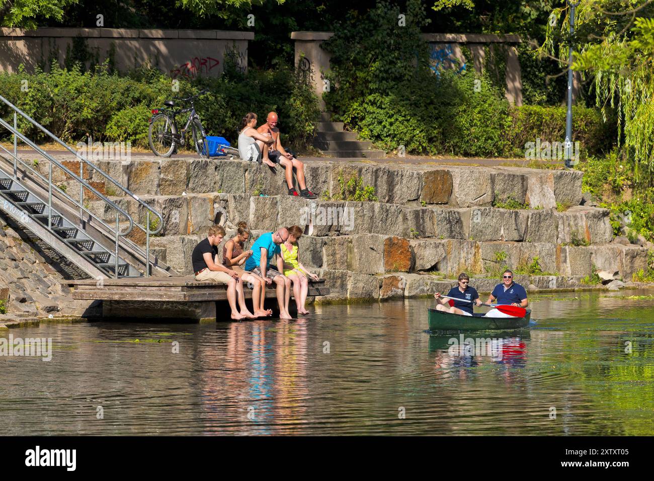 Leipzig, Wasserwandern auf dem Karl-Heine-Kanal Stockfoto