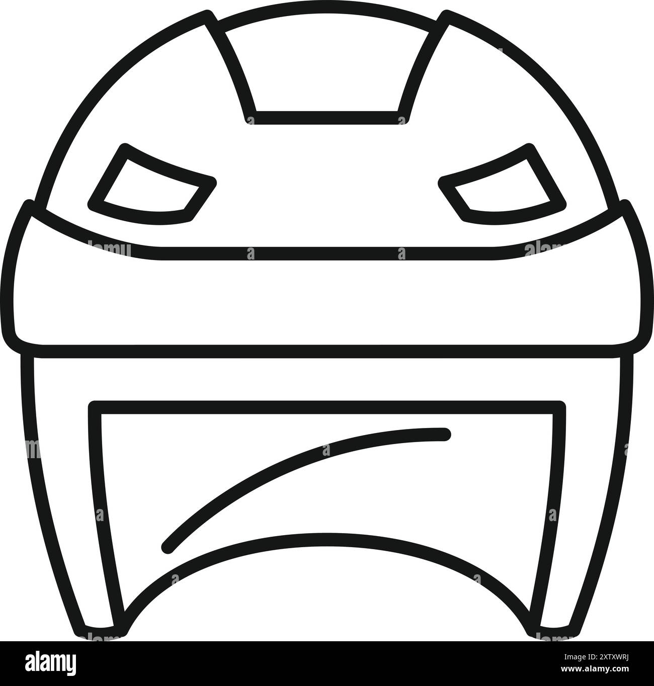 Einfacher moderner Hockeyhelm schützt Kopf während des Spiels Ikone, dünne Linie Stil Vektor Illustration Stock Vektor