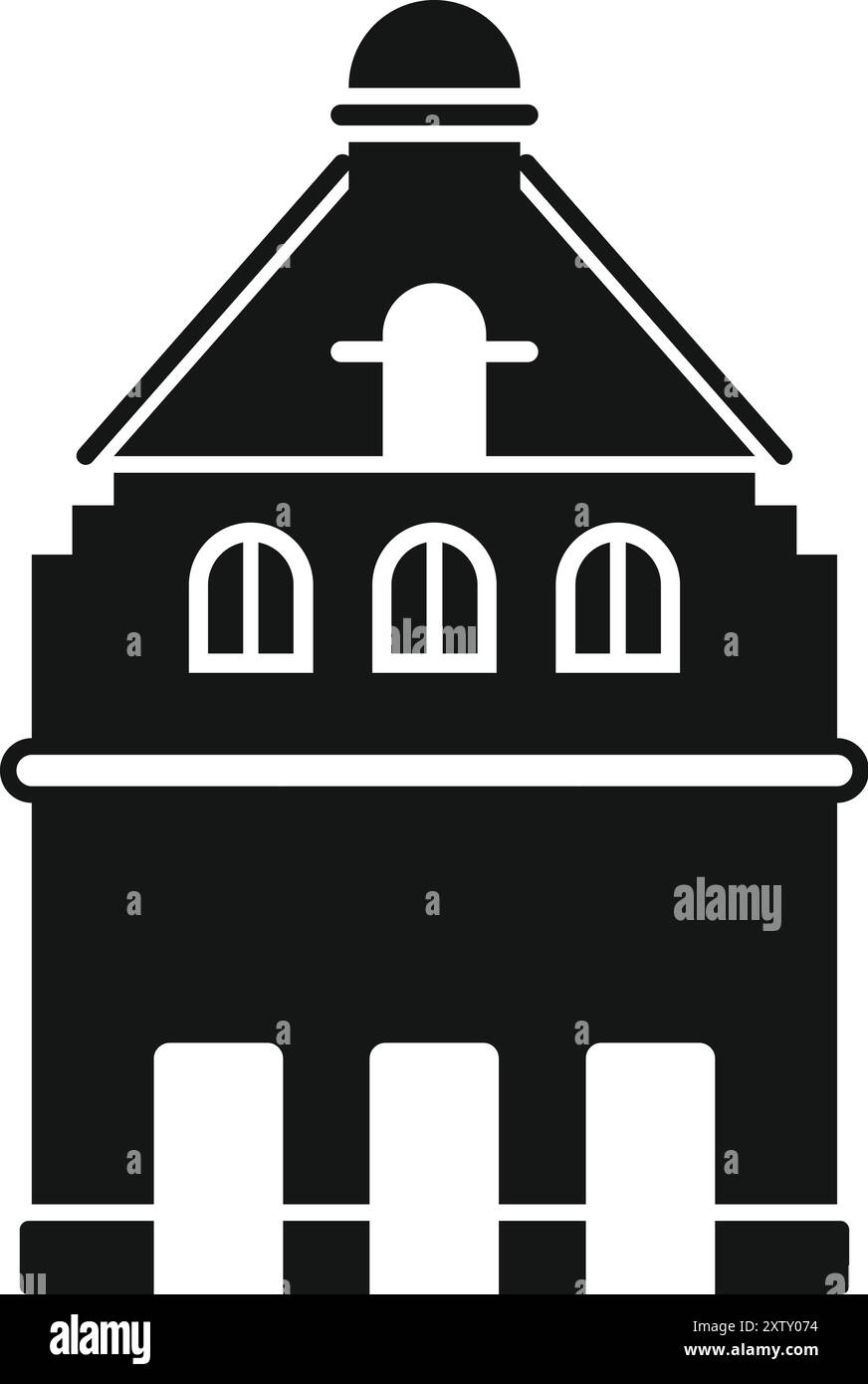 Einfaches Vektorsymbol eines Gebäudes mit Bögen und einer Kuppel, isoliert auf weiß Stock Vektor