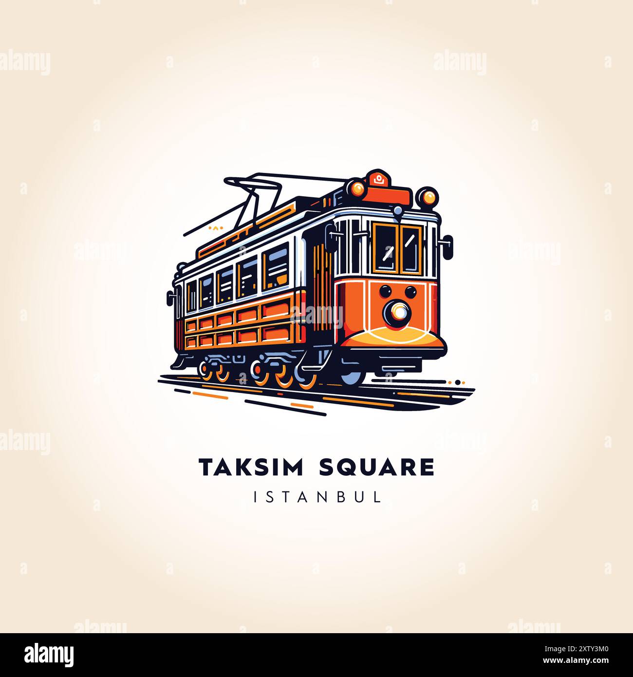 Istanbuls Herzschlag: Taksim-Platz und nostalgische Tram in Vektorkunst Stock Vektor