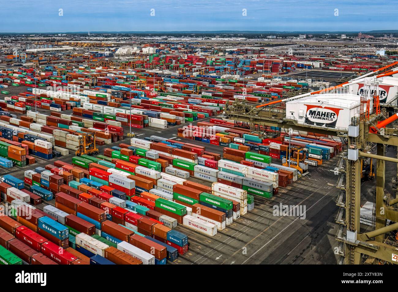 Container Yard, Port Elizabeth, NJ Stockfoto