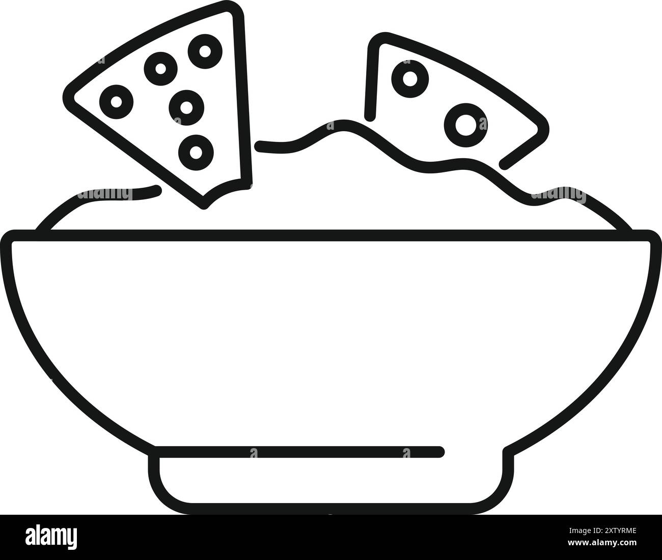 Schüssel Dip Sauce mit Nachos, Guacamole, mexikanische Vorspeise Küche köstliches Icon Konzept Stock Vektor