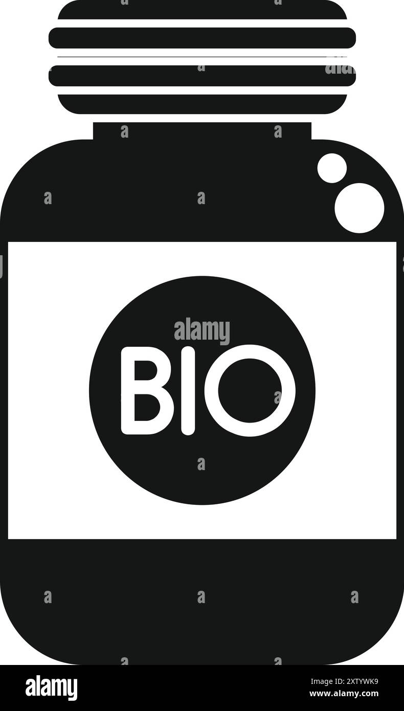 Schwarz-weißes Symbol eines Bechers mit einem Bio-Produkt Stock Vektor