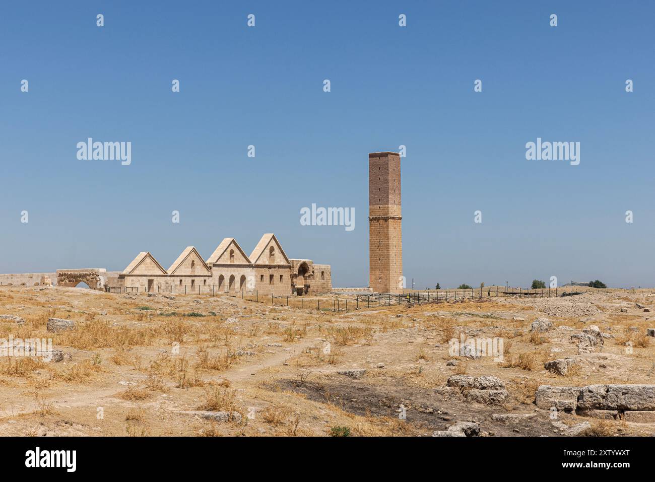 Ruinen von Ulu Cami (die große Moschee) in Harran. Dieses architektonische Denkmal ist die älteste Moschee in Anatolien und wurde im 8. Jahrhundert erbaut. Ruinen von Th Stockfoto