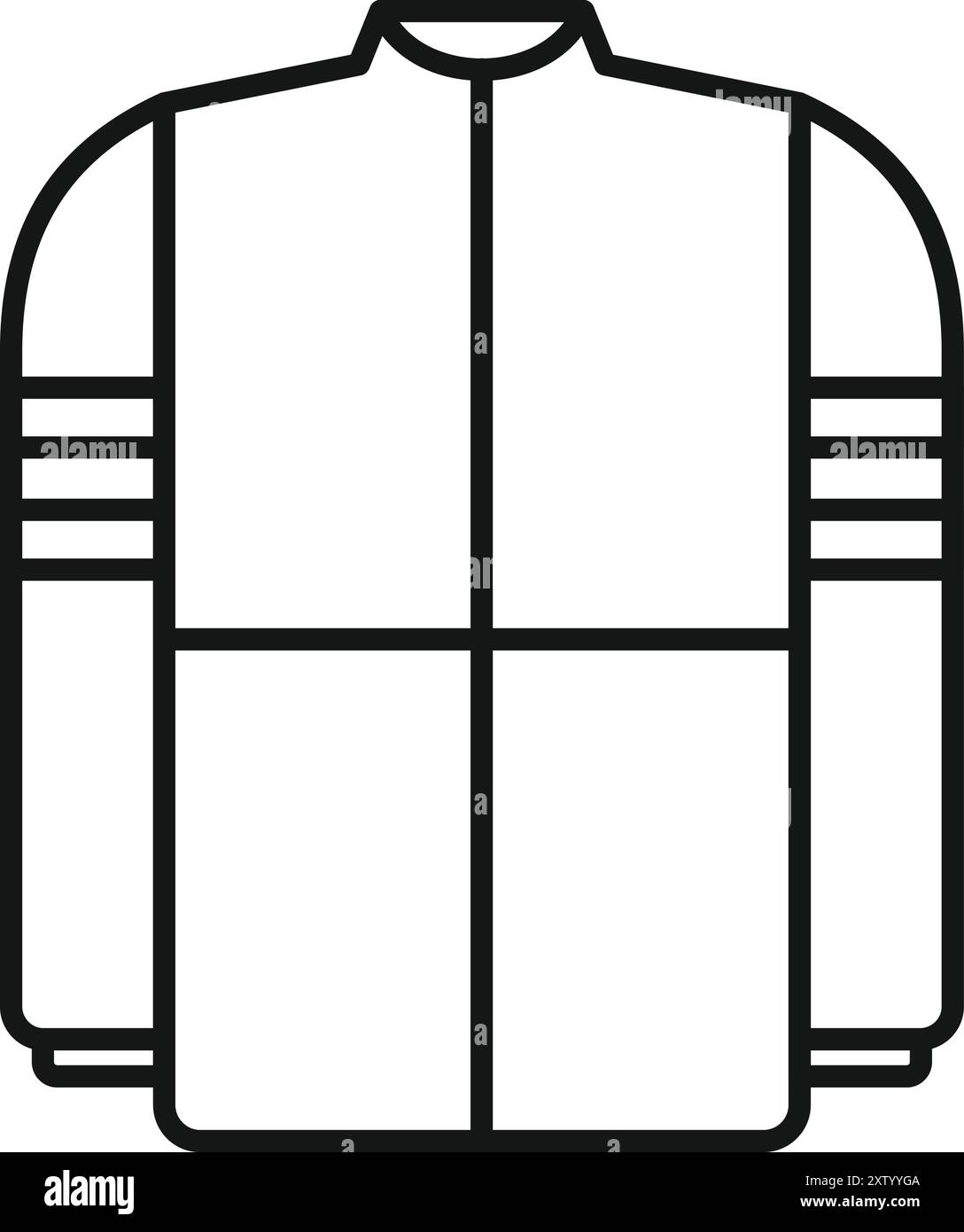 Linienzeichnung einer Radjacke, die professionelle Sportbekleidung für Radfahrer darstellt Stock Vektor