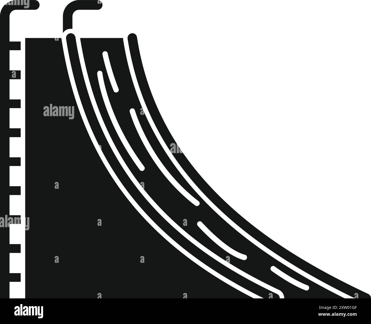 Das Symbol der schwarzen Glyphe einer großen Plastikrutsche für Wasserparks ist perfekt für Sommerspaß Stock Vektor
