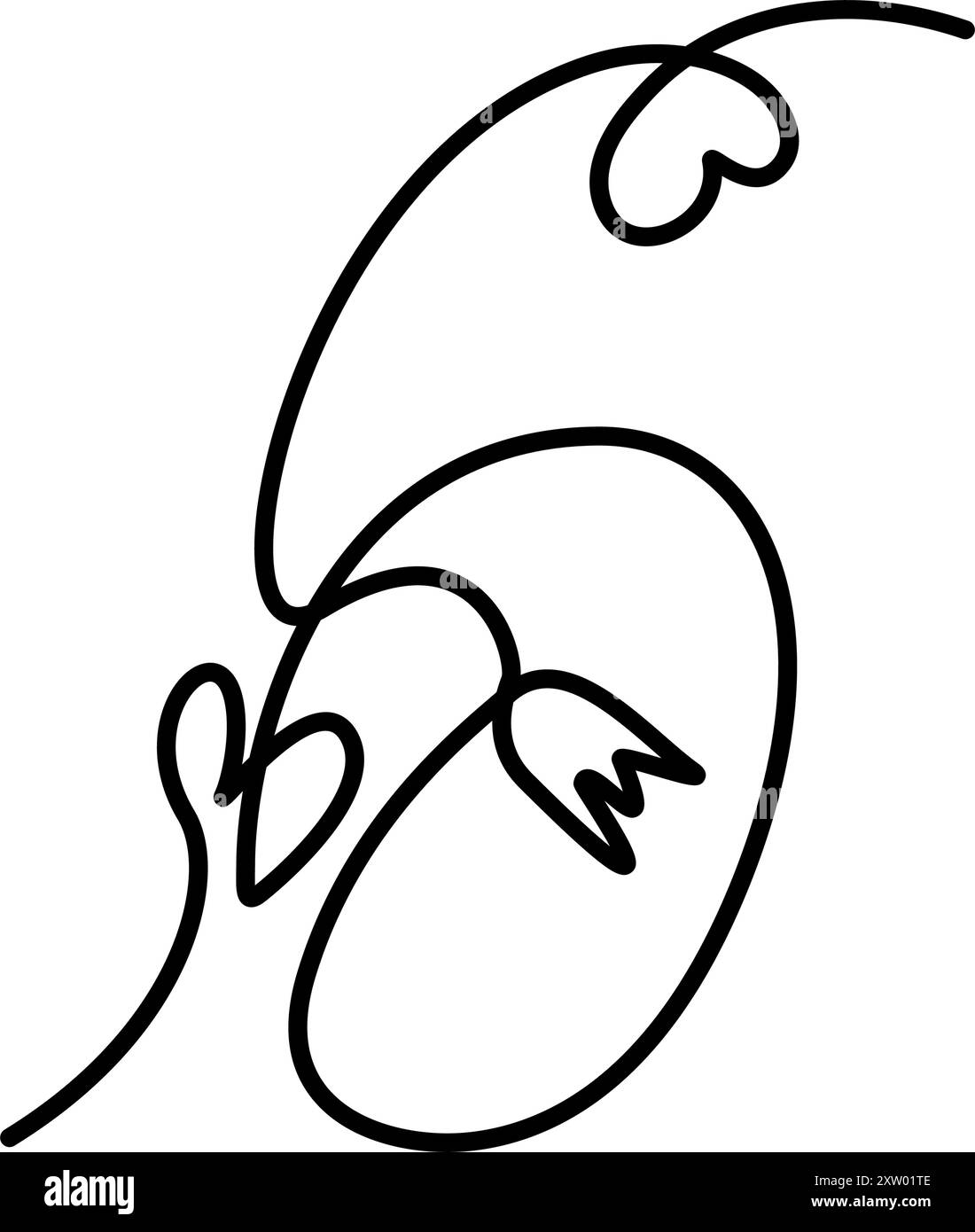 6 handgezeichnete Zahl mit dekorativen Herzen und Blume isolierte festliche Inschrift Design Konzept. Line Art Continiouse Line isolierter Vektor. Briefkarten, Poster, Faltblatt, Etikett oder Web-Promo-Idee Stock Vektor